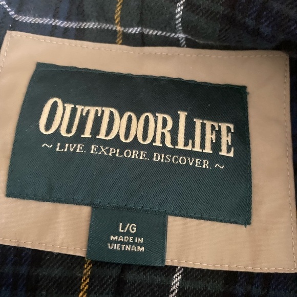 OUTDOOR LIFE Men’s Sz XL Olive Rain Jacket Hunting Water Resistant Pockets EUC - Picture 3 of 9